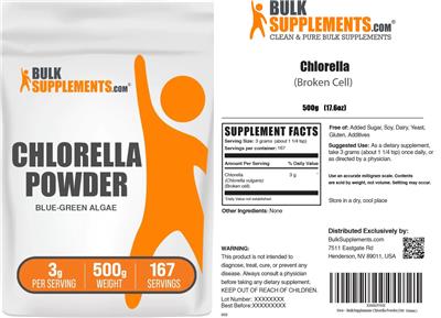 BulkSupplements.com Chlorella Powder 3 g product packaging