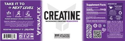 FINAFLEX Creatine Unflavored source label used in the packaging illustration