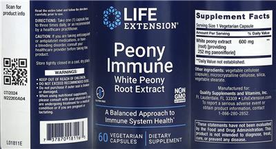 Life Extension Peony Immune product packaging