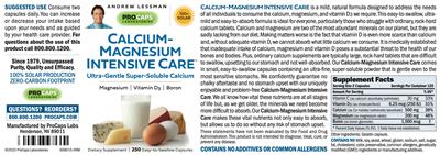 ProCaps Laboratories Calcium-Magnesium Intensive Care source label used in the packaging illustration