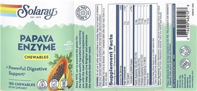 Solaray Papaya Enzyme Chewables Natural Pineapple Flavor product packaging