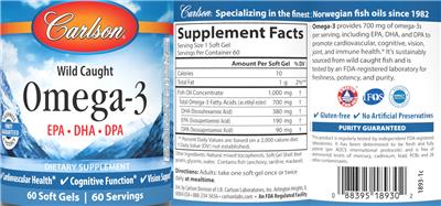 Carlson Wild Caught Omega-3 source label used in the packaging illustration
