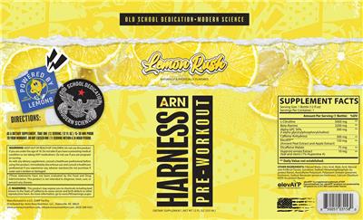 ARN Arms Race Nutrition Harness Lemon Rush source label used in the packaging illustration