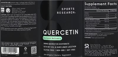 Sports Research Quercetin 500 mg product packaging