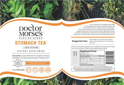 Doctor Morse's Healing Herbs Stomach Tea source label used in the packaging illustration