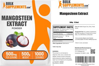 BulkSupplements.com Mangosteen Extract Powder 500 mg product packaging