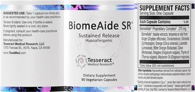 Tesseract Medical Research BiomeAide SR source label used in the packaging illustration