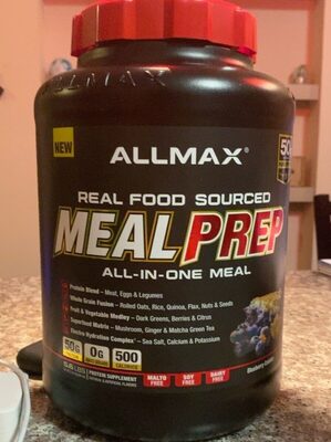 ALLMAX Meal Prep Blueberry Cobbler source label used in the packaging illustration