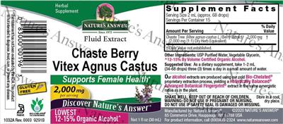 Nature's Answer Chaste Berry Vitex Agnus Castus Extract 2000 mg source label used in the packaging illustration