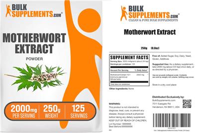 BulkSupplements.com Motherwort Extract Powder 2000 mg product packaging