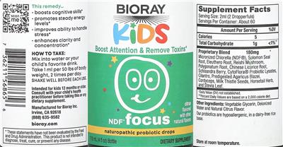 Bioray Kids NDF Focus Citrus source label used in the packaging illustration
