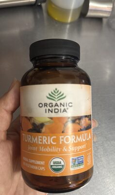 Organic India Turmeric Formula Joint Mobility & Support source label used in the packaging illustration