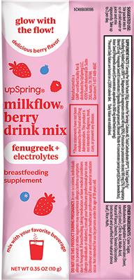 UpSpring MilkFlow Delicious Berry Flavor source label used in the packaging illustration