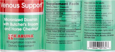Karuna Venous Support source label used in the packaging illustration