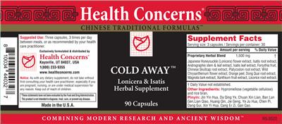 Health Concerns Cold Away product packaging