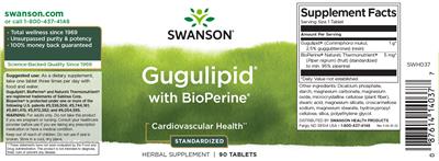 Swanson Gugulipid with Bioperine source label used in the packaging illustration