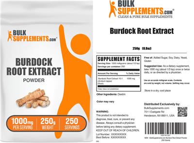 BulkSupplements.com Burdock Root Extract Powder 1000 mg product packaging