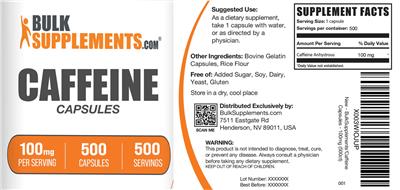BulkSupplements.com Caffeine Capsules 100 mg product packaging