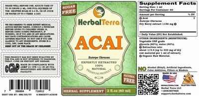 Herbal Terra Acai Sugar Free Alcohol Free source label used in the packaging illustration