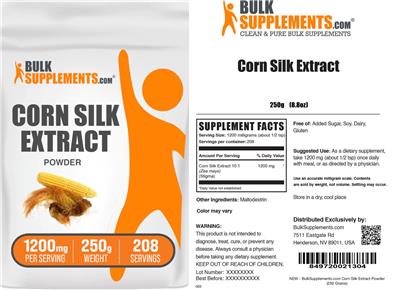 BulkSupplements.com Corn Silk Extract Powder 1200 mg product packaging