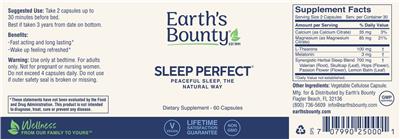 Earth's Bounty Sleep Perfect source label used in the packaging illustration