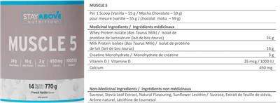 StayAbove Nutrition Muscle 5 french Vanilla Flavour product packaging