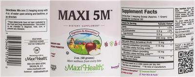 Maxi Health Maxi 5M source label used in the packaging illustration