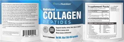 Herbal Nutrition Hydrolyzed Collagen Peptides source label used in the packaging illustration