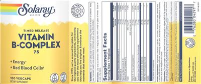 Solaray Vitamin B-Complex 75 Timed Release product packaging