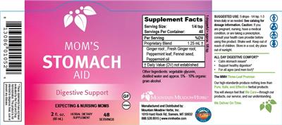 Mountain Meadow Herbs Mom's Stomach Aid source label used in the packaging illustration