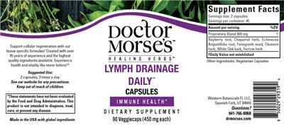 Doctor Morse's Healing Herbs Lymph Drainage Daily Capsules 450 mg product packaging