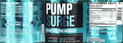 Jacked Factory PumpSurge Stim Free Pre-Workout Blue Raspberry product packaging
