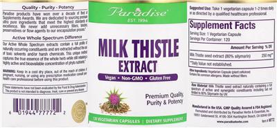 Paradise Milk Thistle Extract source label used in the packaging illustration