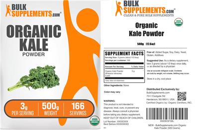 BulkSupplements.com Organic Kale Powder 3 g product packaging