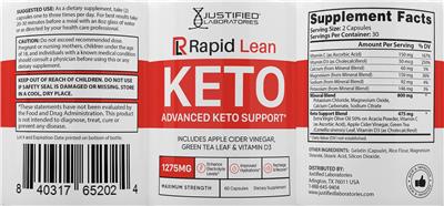 Justified Laboratories Rapid Lean Keto source label used in the packaging illustration