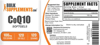 BulkSupplements.com Coenzyme Q10 Softgels 100 mg product packaging