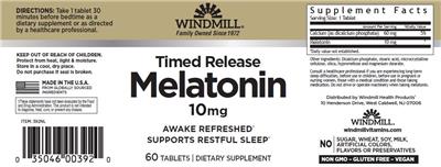 Windmill Timed Release Melatonin 10 mg product packaging