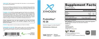 XYMOGEN ProbioMax IG 26 source label used in the packaging illustration