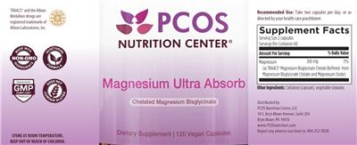 PCOS Nutrition Center Magnesium Ultra Absorb source label used in the packaging illustration
