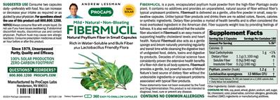ProCaps Fibermucil source label used in the packaging illustration
