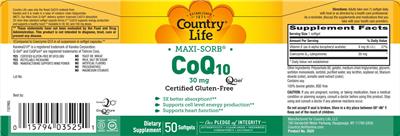 Country Life CoQ10 30 mg source label used in the packaging illustration