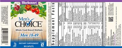 Bluebonnet Men's Choice source label used in the packaging illustration