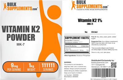 BulkSupplements.com Vitamin K2 Powder 9 mg product packaging