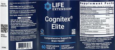 Life Extension Cognitex Elite source label used in the packaging illustration