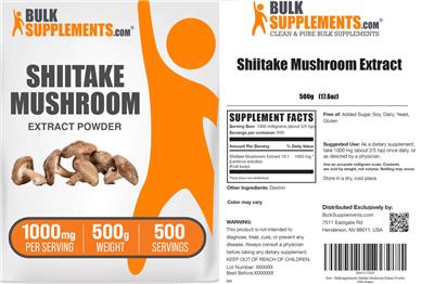 BulkSupplements.com Shiitake Mushroom Extract Powder 1000 mg product packaging