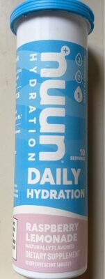 Nuun Hydration Raspberry Lemonade source label used in the packaging illustration