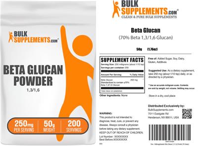 BulkSupplements.com Beta Glucan Powder 250 mg product packaging