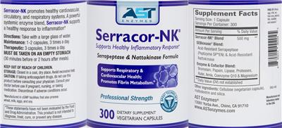AST Enzymes Serracor-NK source label used in the packaging illustration