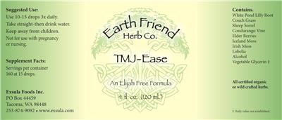 Earth Friend Herb Co. TMJ-Ease source label used in the packaging illustration