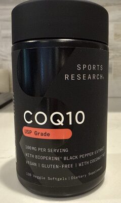 Sports Research CoQ10 100 mg source label used in the packaging illustration